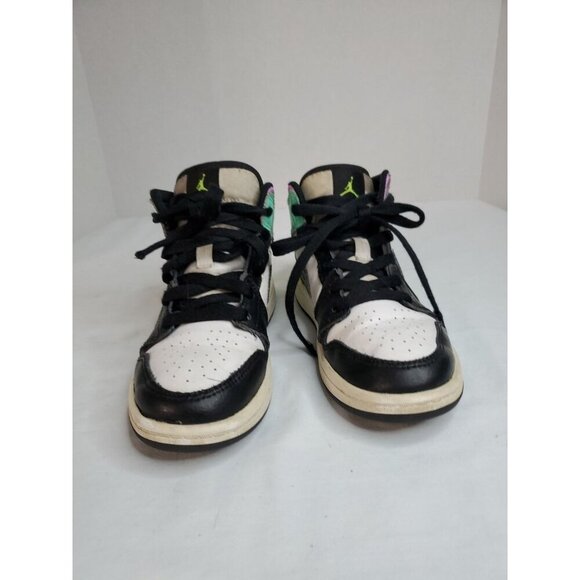 Nike Air Jordan 1 Mid GS Pastel Volt Black Shoes 1 Youth 640734-175 Kids - Picture 2 of 11